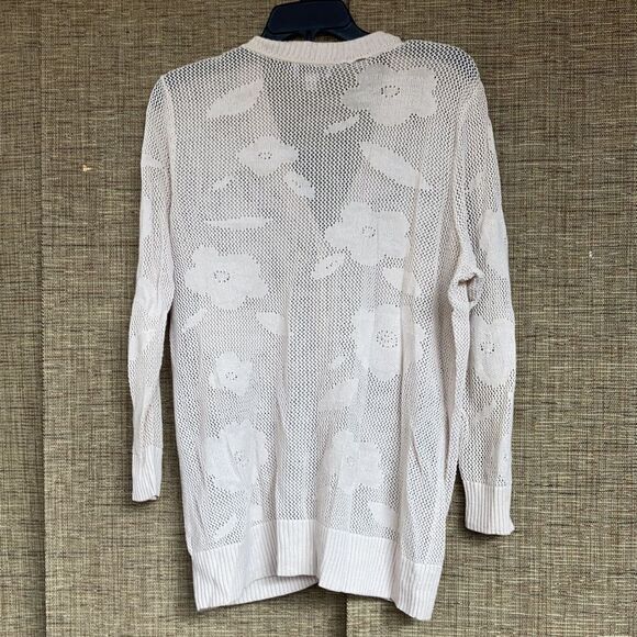 D & Co cotton blend openwork cardigan color pale tan - Picture 5 of 5